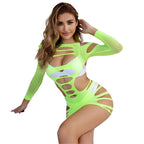 SUBBLIME - 952280 ELASTISCHES NETZKLEID LANGARM GRÜN EINHEITSGRÖSSE