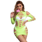 SUBBLIME - 952280 ELASTISCHES NETZKLEID LANGARM GRÜN EINHEITSGRÖSSE