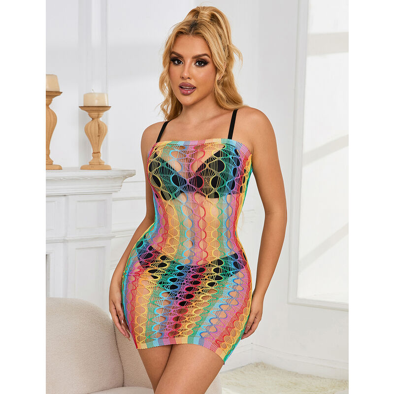SUBBLIME - 952365 NETZKLEID SCHULTERFREI REGENBOGEN EINHEITSGRÖSSE