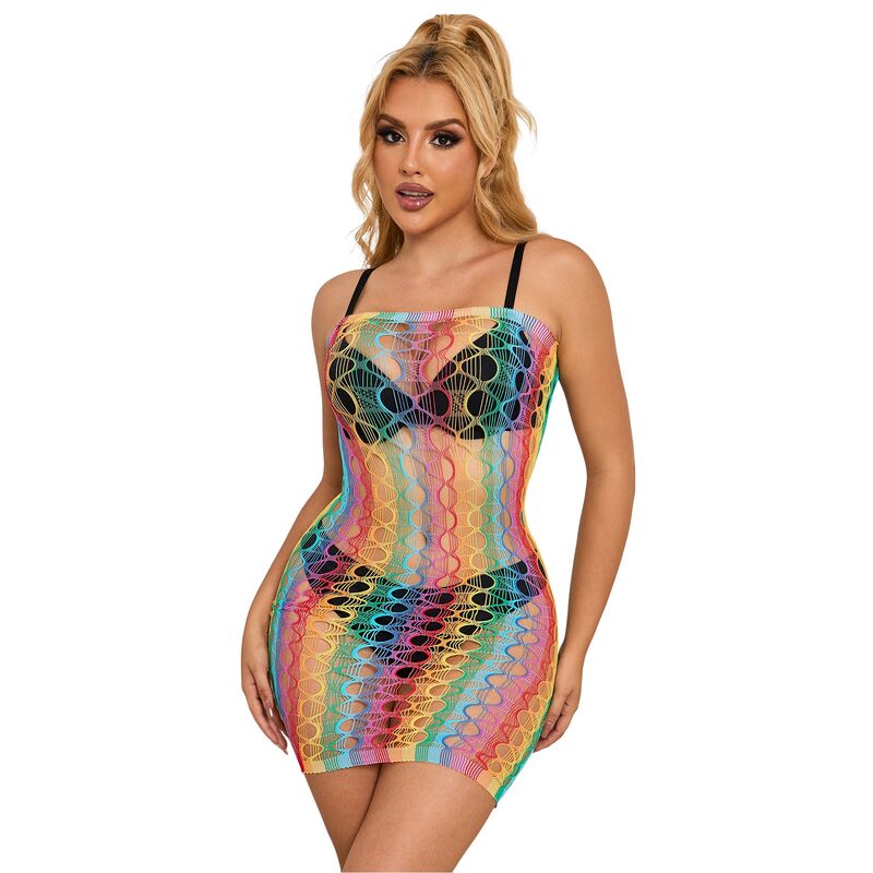 SUBBLIME - 952365 NETZKLEID SCHULTERFREI REGENBOGEN EINHEITSGRÖSSE