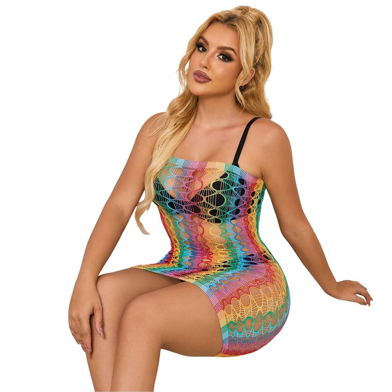 SUBBLIME - 952365 NETZKLEID SCHULTERFREI REGENBOGEN EINHEITSGRÖSSE