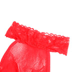 SUBBLIME - 952372 BODYSTOCKING RÉSILLE ET DENTELLE SANS FOURRURE COL MONTANT ROUGE TAILLE UNIQUE