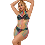 SUBBLIME - 952433 ÄRMELLOSES NETZKLEID MIT STEHKRAGEN REGENBOGEN EINHEITSGRÖSSE