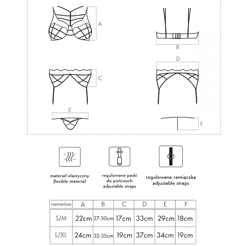 LIVCO CORSETTI FASHION - SOLEDAD LC 20217 BH + PANTY + STRUMPFHALTER S/M