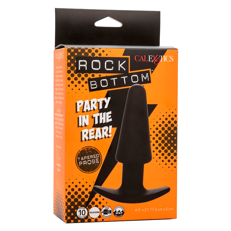 CALEXOTICS - ROCK BOTTOM KONISCHER ANALPLUG 10 VIBRATIONEN SILIKON SCHWARZ