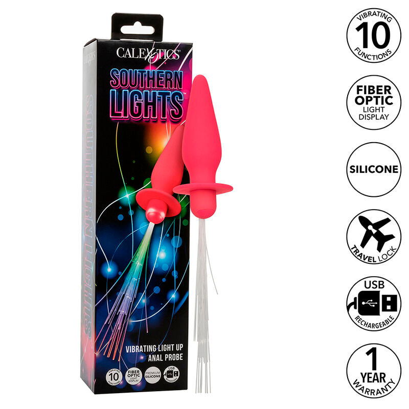 CALEXOTICS - SOUTHERN LIGHTS LEUCHTENDER ANALPLUG 10 VIBRATIONEN SILIKON ROSA