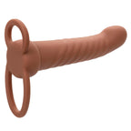 CALEXOTICS - MAXX RIBBED DOUBLE PÉNÉTRATEUR 10 VIBRATIONS MARRON