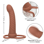 CALEXOTICS - MAXX RIBBED DOUBLE PÉNÉTRATEUR 10 VIBRATIONS MARRON