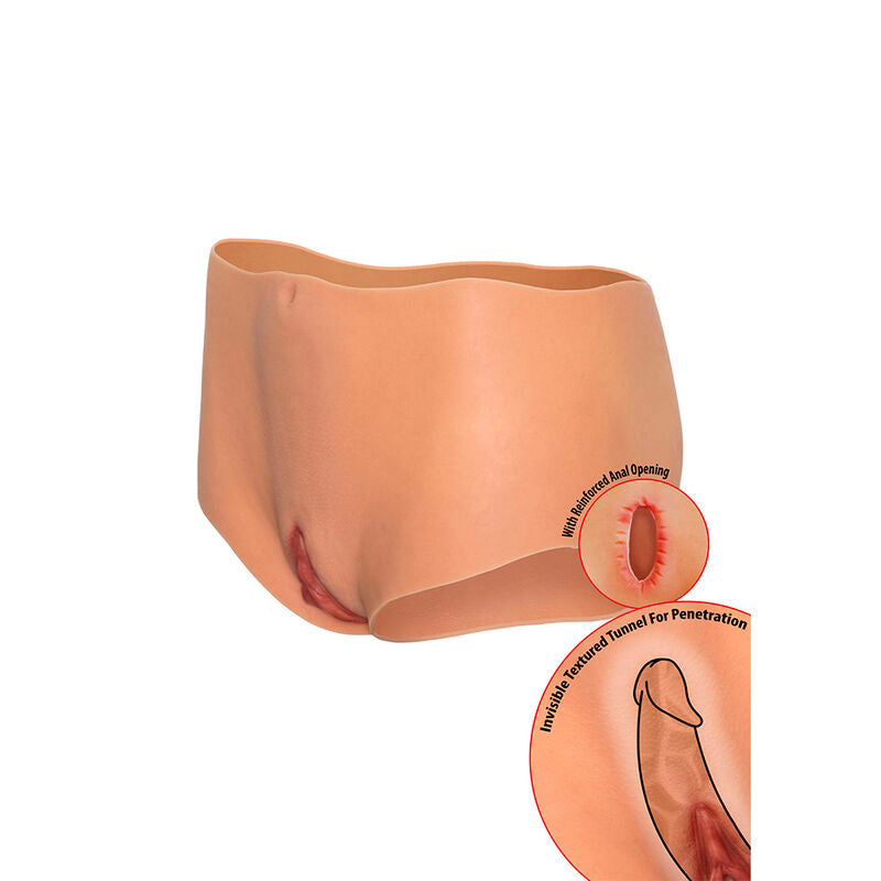 VERBORGENES VERLANGEN – ALTER EGO OFFENE VAGINA UND SLIP MIT MITTELHOHEM BUND, FLEISCHFARBEN