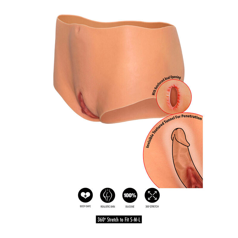 VERBORGENES VERLANGEN – ALTER EGO OFFENE VAGINA UND SLIP MIT MITTELHOHEM BUND, FLEISCHFARBEN