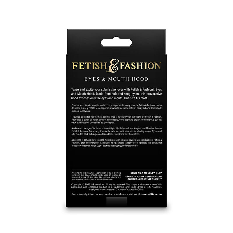 NS NOVELTIES - FETISH & FASHION CAGOULE AUGEN UND MUND SCHWARZES NYLON