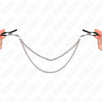 KINK - PINCES À TETEAUX AVEC 2 CHAÎNES ÉPAISSES ARGENT 20/23 CM