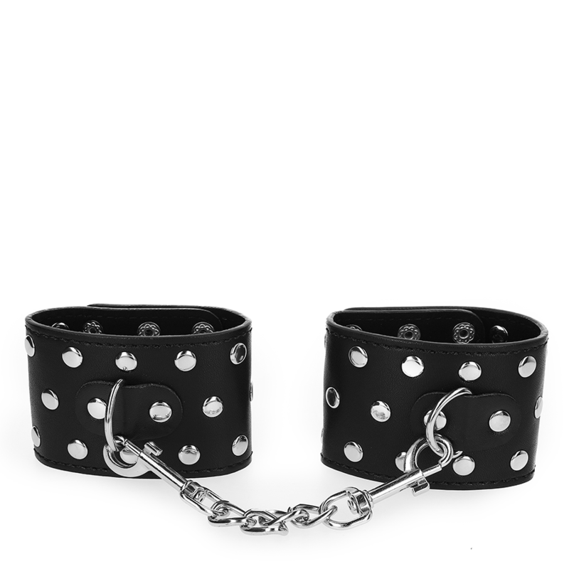 KINK - HANDGELENKFESSEL MIT VOLLSTÄNDIG GENIETETEM DRUCKKNOPFVERSCHLUSS SCHWARZ VERSTELLBAR 19-24 CM X 5,5 CM