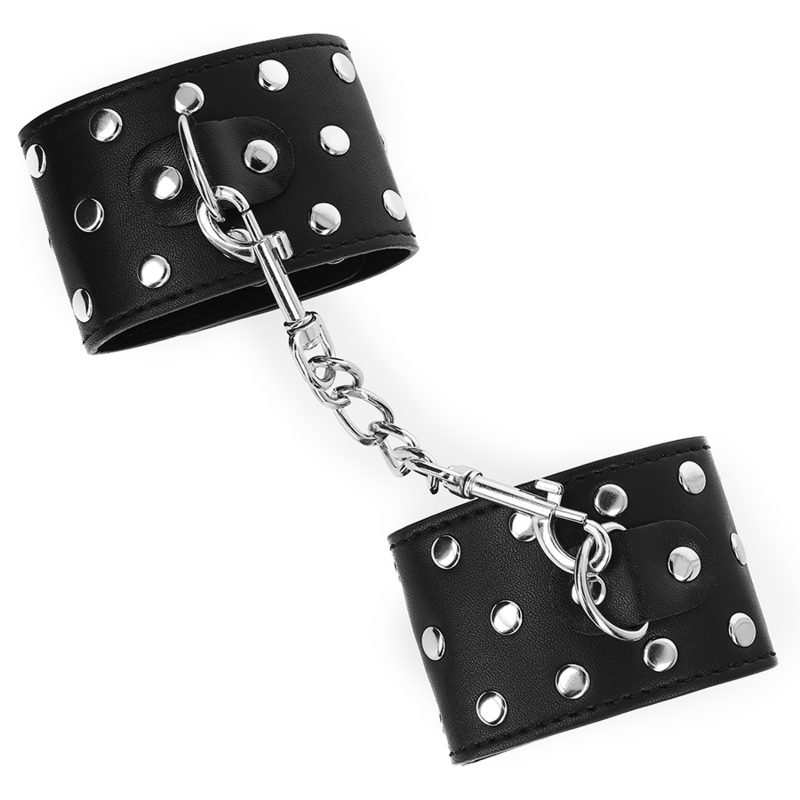 KINK - HANDGELENKFESSEL MIT VOLLSTÄNDIG GENIETETEM DRUCKKNOPFVERSCHLUSS SCHWARZ VERSTELLBAR 19-24 CM X 5,5 CM