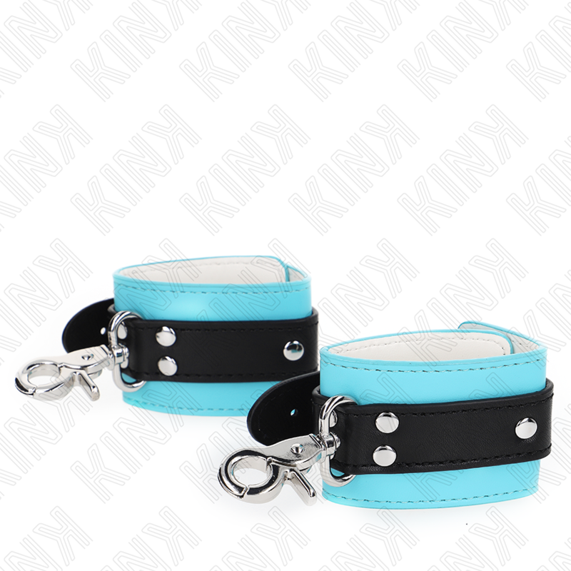 KINK - ABSCHLIESSBARE PREMIUM HANDGELENKMANSCHETTEN SCHWARZ / BLAU VERSTELLBAR 21-28 CM X 5,5 CM