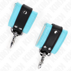 KINK - ABSCHLIESSBARE PREMIUM HANDGELENKMANSCHETTEN SCHWARZ / BLAU VERSTELLBAR 21-28 CM X 5,5 CM