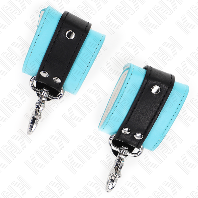 KINK - ABSCHLIESSBARE PREMIUM HANDGELENKMANSCHETTEN SCHWARZ / BLAU VERSTELLBAR 21-28 CM X 5,5 CM
