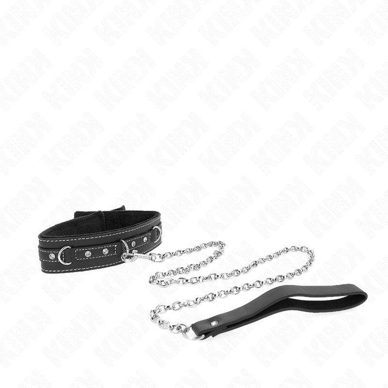 KINK - PVC-LEDERHALSBAND MIT GÜRTEL 105 CM STRASSNIETEN 41,5 X 4 CM