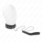 KINK - PVC-LEDERHALSBAND MIT GÜRTEL 105 CM STRASSNIETEN 41,5 X 4 CM
