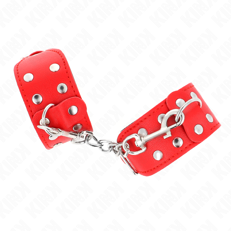 KINK - ROTE ARMBÄNDER MIT DOPPELTER NIETENLINIE, VERSTELLBAR