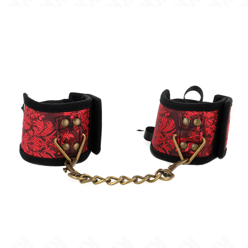 KINK - HANDGELENKFESSEL SCANDAL SPITZE ROT-SCHWARZ 24,5 CM X 6,5 CM