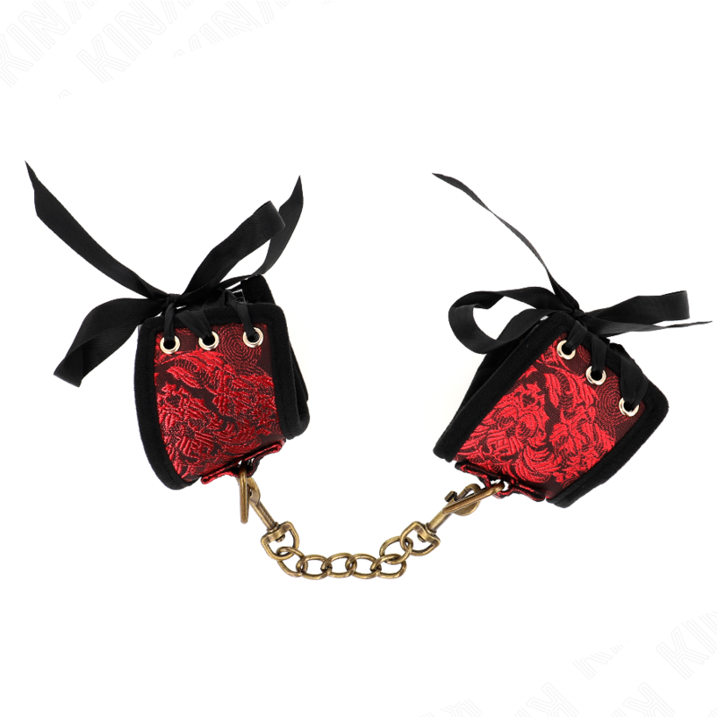 KINK - HANDGELENKFESSEL SCANDAL SPITZE ROT-SCHWARZ 24,5 CM X 6,5 CM