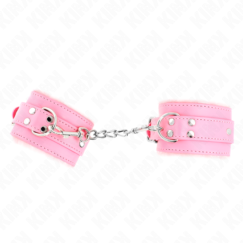 KINK - ROSA PELZGEFÜTTERTE HANDGELENKSTÜTZEN MIT VERSTELLBAREM ROSA GÜRTEL 17-29 CM X 6 CM