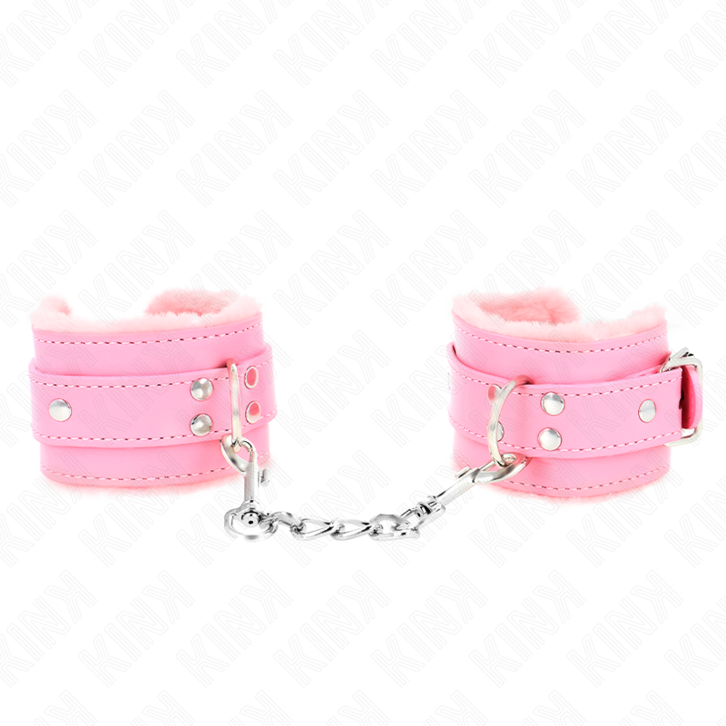 KINK - ROSA PELZGEFÜTTERTE HANDGELENKSTÜTZEN MIT VERSTELLBAREM ROSA GÜRTEL 17-29 CM X 6 CM