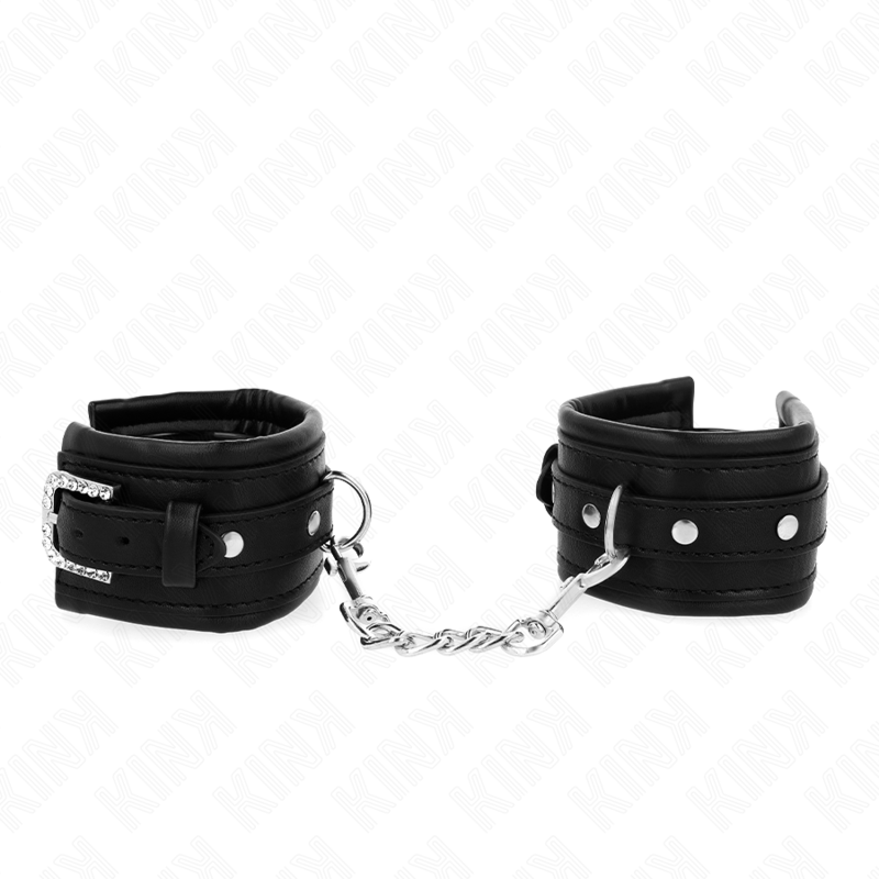 KINK - HANDGELENKMANSCHETTEN MIT STRASS-SCHNALLE SCHWARZ VERSTELLBAR 25-32 CM X 5,5 CM