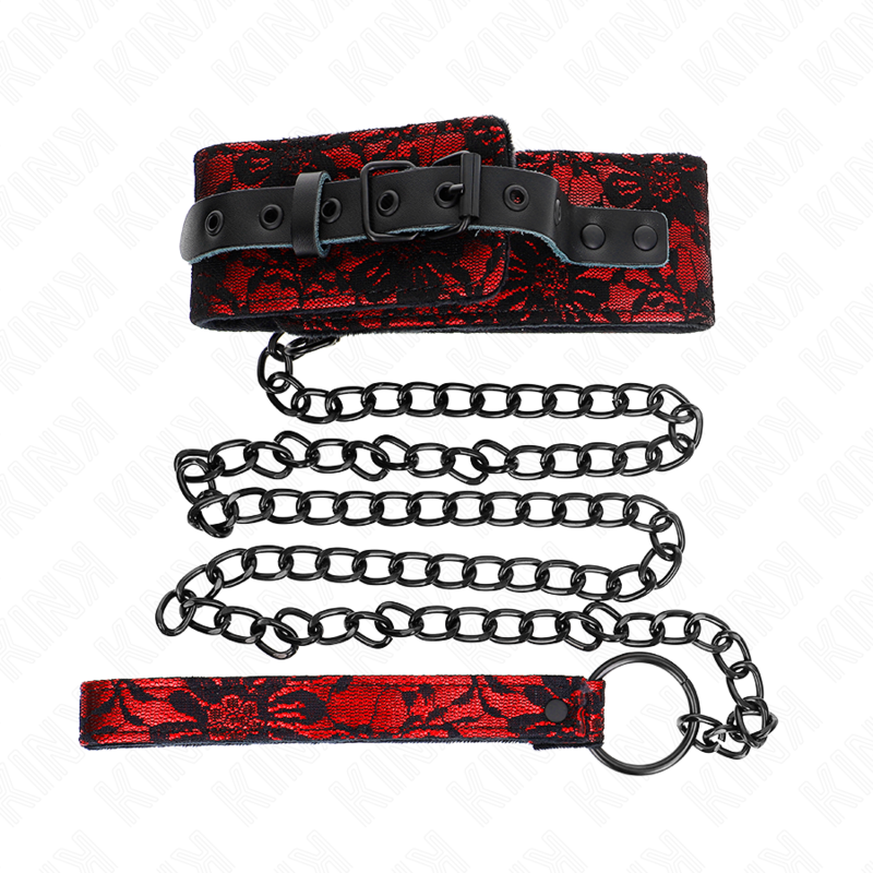 KINK - SPITZENHALSBAND MIT GÜRTEL MIT ECHTEM LEDERGÜRTEL 105 CM / 44 X 5,5 CM