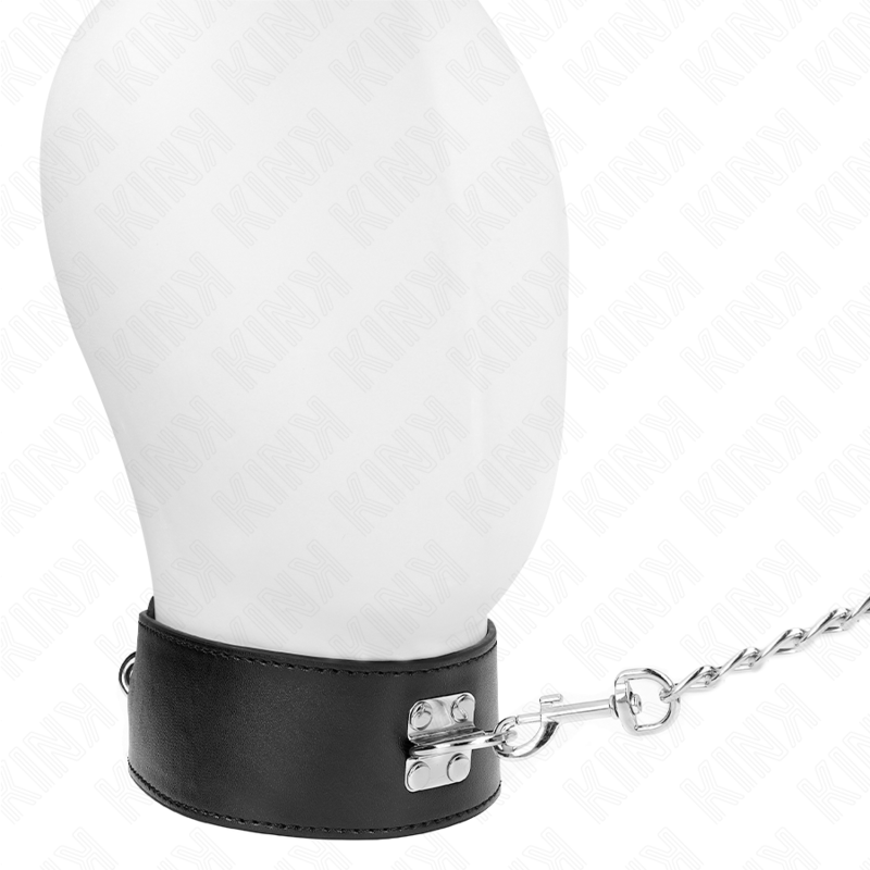 KINK - HALSKETTE MIT GÜRTEL 65 CM MIT BREITEM, VERSTELLBAREM SCHWARZEN ARMBAND 33,5-41 CM X 5 CM