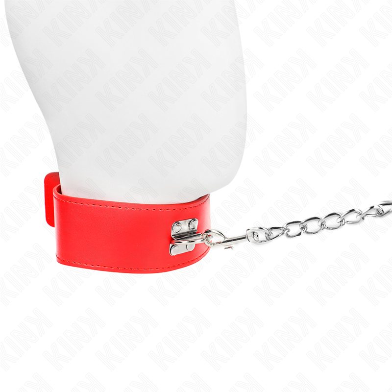 KINK - HALSBAND MIT GÜRTEL 65 CM MIT BREITEM VERSTELLBAREM ROTEN ARMBAND 33,5-41 CM X 5 CM