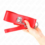 KINK - HALSBAND MIT GÜRTEL 65 CM MIT BREITEM VERSTELLBAREM ROTEN ARMBAND 33,5-41 CM X 5 CM