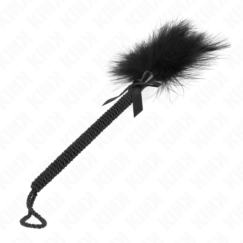 KINK - Nylonseil-Baguette mit kitzligen Federn und schwarzem Knoten 25 cm