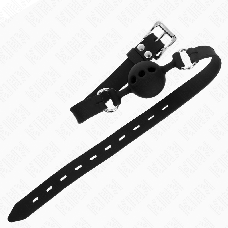 KINK - VOLLSTÄNDIGES SILIKON-KNEBEL 55 x 2 CM MIT 4 CM KUGEL GRÖSSE S SCHWARZ VERSTELLBAR 35-51 CM