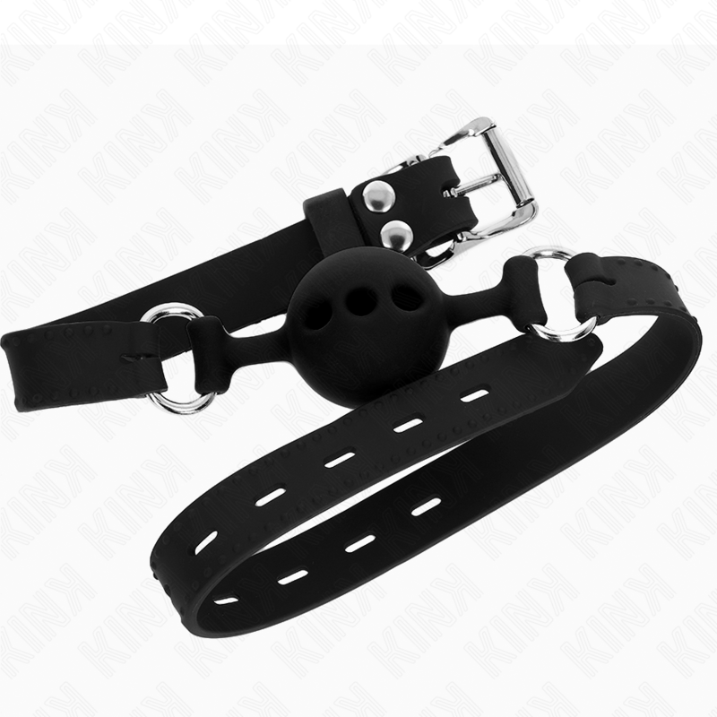 KINK - VOLLSTÄNDIGES SILIKON-KNEBEL 55 x 2 CM MIT 4 CM KUGEL GRÖSSE S SCHWARZ VERSTELLBAR 35-51 CM