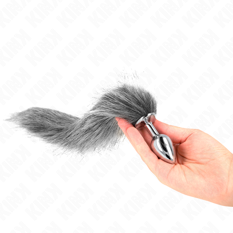 KINK - ANALE PLUG GRÖSSE S 7 X 3 CM MIT SYNTHETIK-SCHWANZ 40 CM GRAU