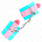 KINK - NIEDLICHE HANDGELENKMANSCHETTEN BLAU/ROSA VERSTELLBAR 16-28 CM X 5 CM