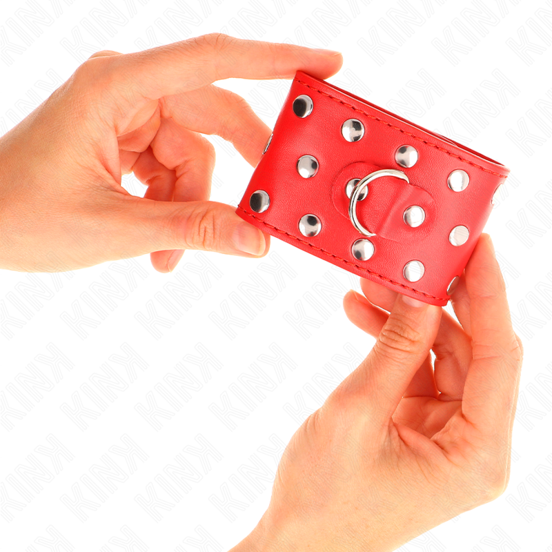 KINK - ARMBANDFESSELN MIT NIETEN UND DRUCKKNÖPFEN ROT VERSTELLBAR 19-24 CM X 5,5 CM