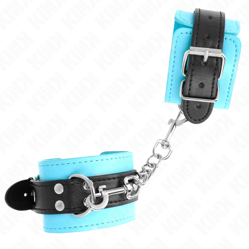 KINK - DOPPELT GEFÜTTERTE BLAUE HANDGELENK-APPARATE MIT HAKEN, VERSTELLBAR 20-28 CM X 5,5 CM