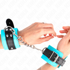 KINK - DOPPELT GEFÜTTERTE BLAUE HANDGELENK-APPARATE MIT HAKEN, VERSTELLBAR 20-28 CM X 5,5 CM