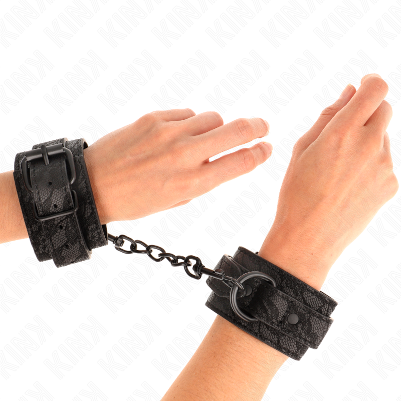 KINK - SCHWARZE, VERSTELLBARE HANDGELENKBÄNDER MIT DUNKLEM SPITZENBESATZ 19-26 CM