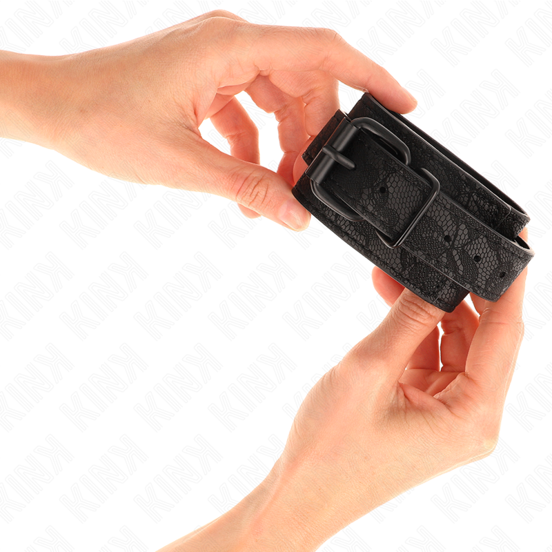 KINK - SCHWARZE, VERSTELLBARE HANDGELENKBÄNDER MIT DUNKLEM SPITZENBESATZ 19-26 CM