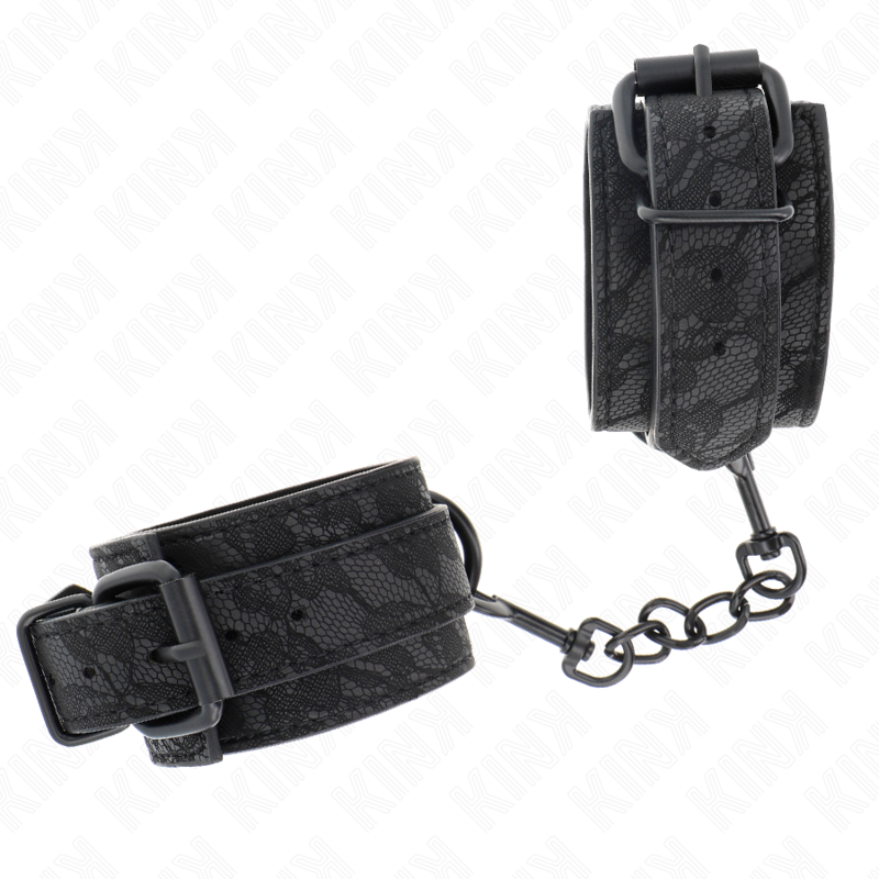 KINK - SCHWARZE, VERSTELLBARE HANDGELENKBÄNDER MIT DUNKLEM SPITZENBESATZ 19-26 CM