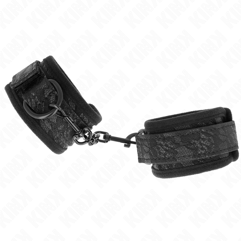 KINK - MANSCHETTEN MIT DUNKELBLAUER SPITZE AUS VERSTELLBAREM SCHWARZEN NEOPREN 20-29 CM X 5 CM
