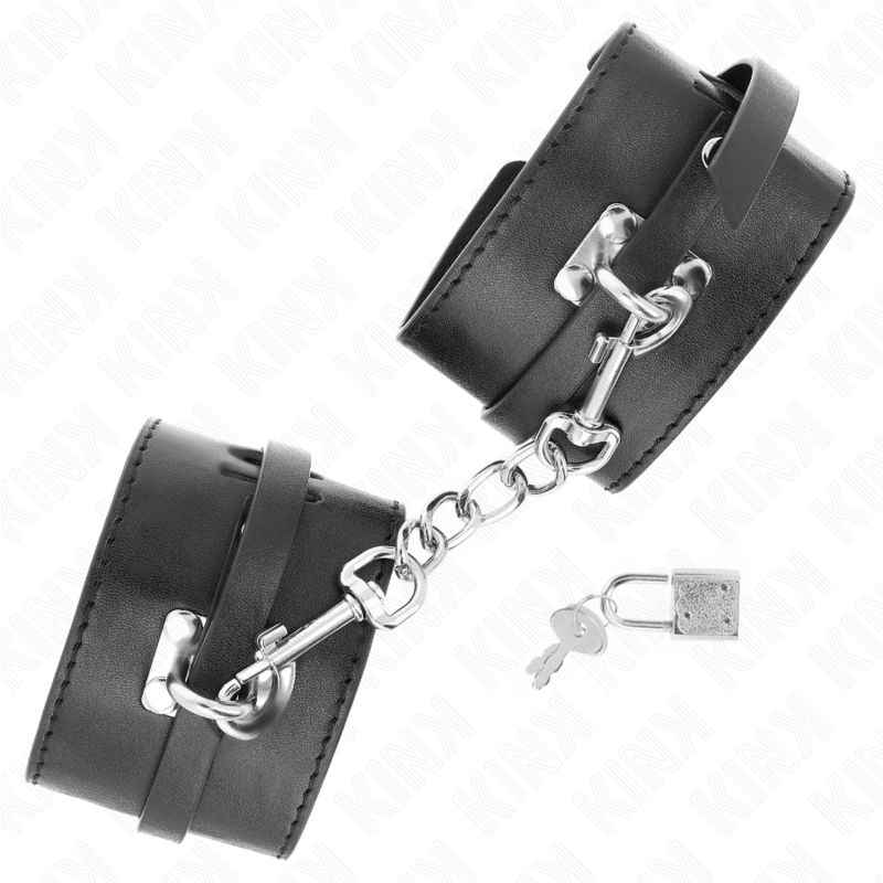 KINK - VERRIEGELBARE LUXUS-HANDGELENKMANSCHETTEN SCHWARZ VERSTELLBAR 14,5-21 CM X 6 CM