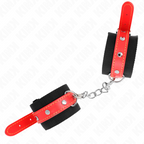 KINK - HANDGELENKSTÜTZE AUS SCHWARZEM NYLON MIT ROTEM LEDER, VERSTELLBAR 19-24 CM X 5,5 CM