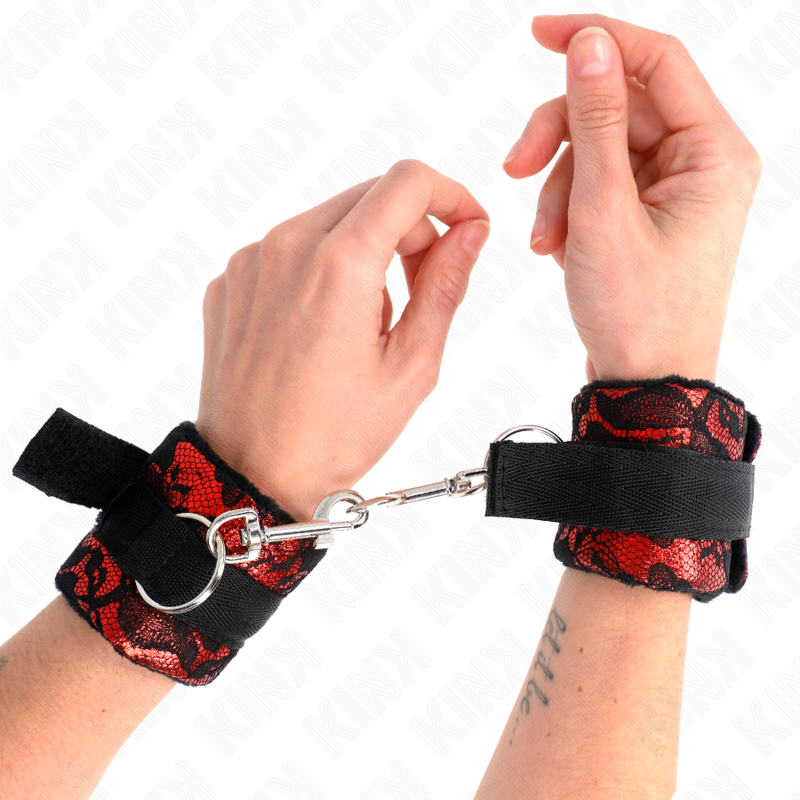 KINK - HANDGELENKFESSELN SCANDAL ROT-SCHWARZ