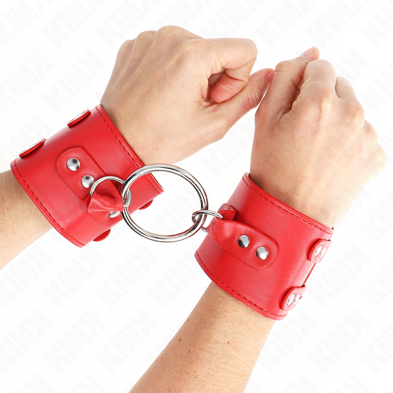 KINK - FESTE HANDGELENKSTÜTZEN MIT RING UND VERSTELLBAREN NÄGELN ROT 17-22 CM X 6,5 CM