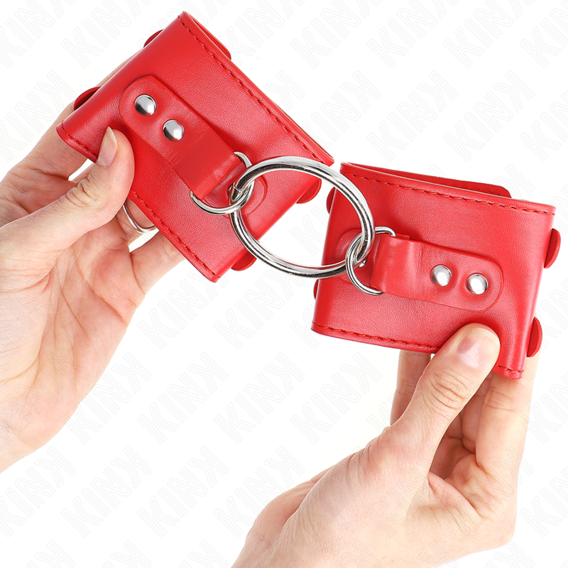 KINK - FESTE HANDGELENKSTÜTZEN MIT RING UND VERSTELLBAREN NÄGELN ROT 17-22 CM X 6,5 CM
